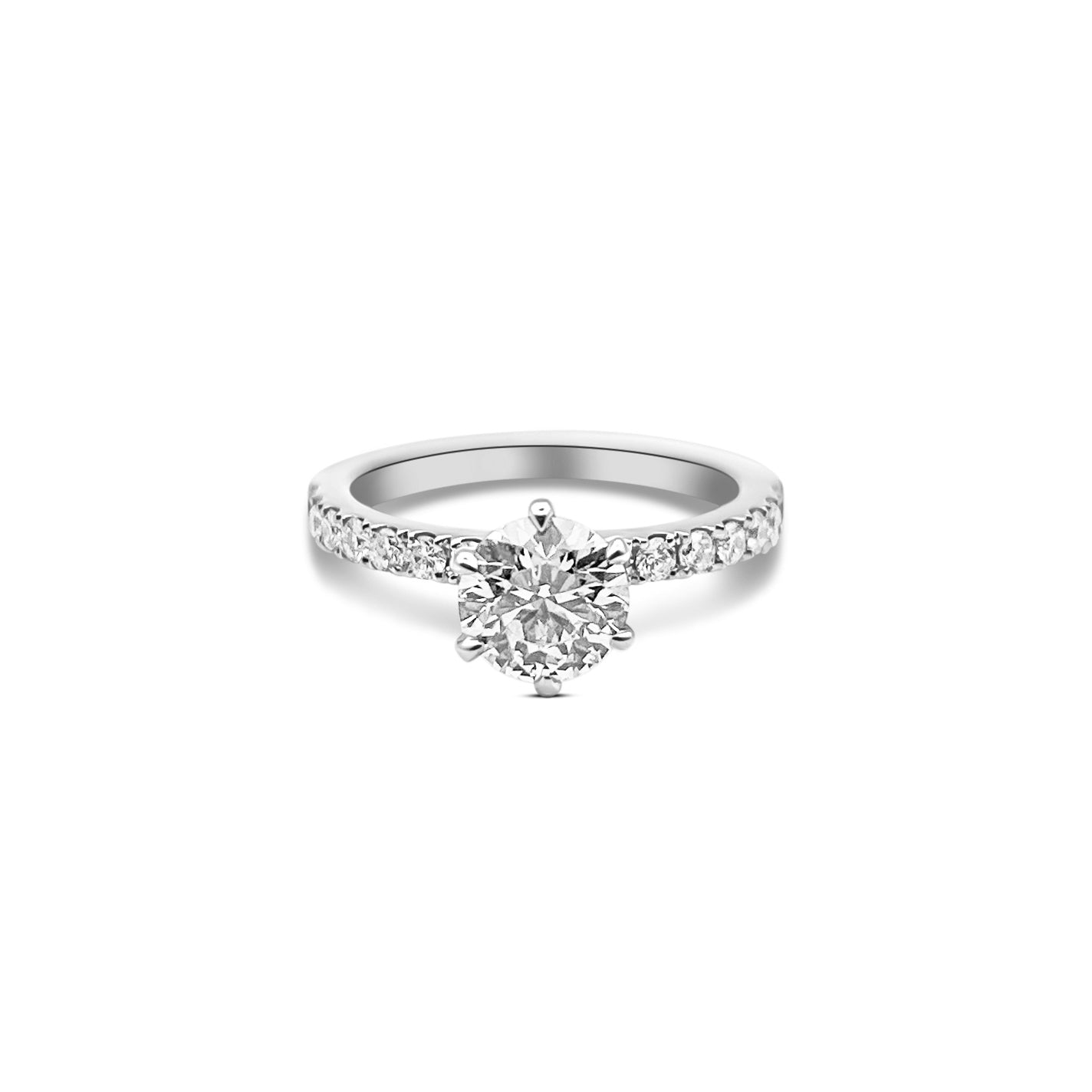 Tiana Förlovningsring – Klassisk Elegans med Diamanter och 6-Klo Fattning